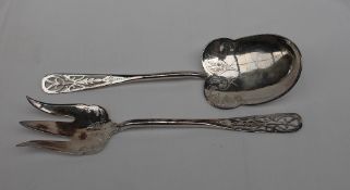 A pair of George VI silver salad servers, Sheffield, 1948,