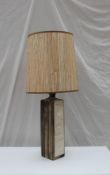 A 20th century Tremaen pottery of Newlyn table lamp of tall rectangular form with a cream and lined