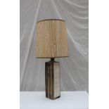 A 20th century Tremaen pottery of Newlyn table lamp of tall rectangular form with a cream and lined