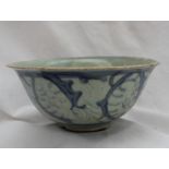A pre 19th century Chinese bowl, of flared form, decorated with stylised leaves,