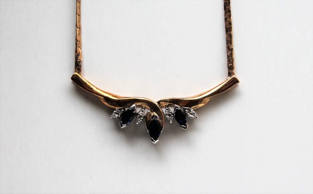 A sapphire and diamond necklace, - Image 3 of 6