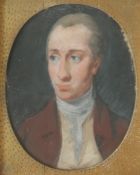 19th British School Head and shoulders portrait of a gentleman Oval Pastels 23 x 18cm