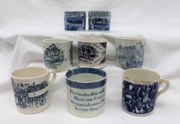 Children's china - Two 19th century blue and white pottery mugs,