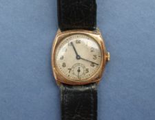 A Gentleman's 9ct yellow gold Rolex wristwatch,