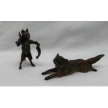 After Franz Bergman A fox with a gun over his shoulder and a pheasant in hand Cold painted bronze,