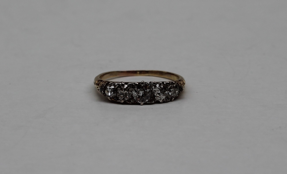 A five stone diamond ring, - Image 3 of 5