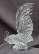 A Lalique frosted glass bantam cockerel, signed to the base "Lalique France",