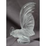 A Lalique frosted glass bantam cockerel, signed to the base "Lalique France",