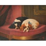 20th century British School After Sir Edwin Landseer Cavalier King Charles spaniels on a