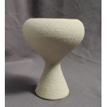 Waistel Cooper - a studio pottery vase of mushroom shape with a cream textured body,