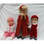 A Pedigree celluloid doll, with moulded hair and jointed body,