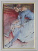 Des Hawkins Dancer resting Watercolour Signed and label verso 28.5 x 19.