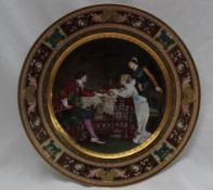 A Vienna style porcelain cabinet plate, titled "A Question",