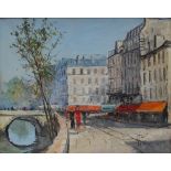 20th century Continental La Seine Paris Oil on canvas Indistinctly signed 39 x 48.