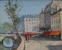 20th century Continental La Seine Paris Oil on canvas Indistinctly signed 39 x 48.