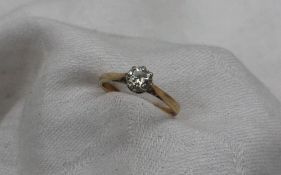 A Solitaire diamond ring, the round brilliant cut diamond approximately 0.