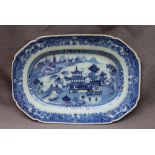 A 19th century Chinese porcelain plate of rectangular form,