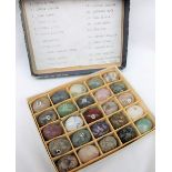 A set of twenty five egg shaped polished stone/mineral samples, including aventurine, green jasper,
