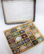 A set of twenty five egg shaped polished stone/mineral samples, including aventurine, green jasper,