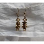 A pair of 9ct yellow gold drop earrings, in the form of clowns, approximately 4.