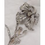 An Edwardian diamond brooch, in the form of a flower head and stem,