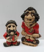 A John Hughes pottery Grogg of a player in Welsh kit inscribed "Drop Kick Davies",