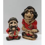 A John Hughes pottery Grogg of a player in Welsh kit inscribed "Drop Kick Davies",