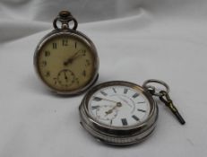 A continental silver open faced pocket watch,