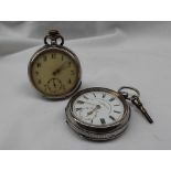 A continental silver open faced pocket watch,