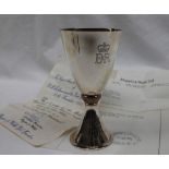 An Elizabeth II silver goblet of Elizabethan style with a gilt interior,