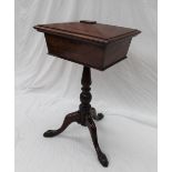 A Victorian mahogany teapoy of sarcophagus form,