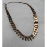 A two tone 9ct yellow gold fringe necklace, with rectangular links, 42cm long, approximately 27.