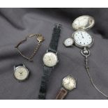 A George VI silver hunter keyless wound pocket watch,