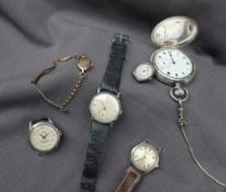A George VI silver hunter keyless wound pocket watch,