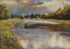 Andrew Welch Storm clouds over the Dee Oil on board Signed and label verso 31 x 43.