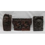 A carved oak lions head, possibly part of panelling,