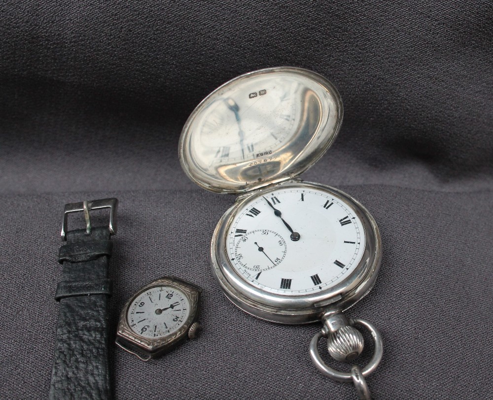 A George VI silver hunter keyless wound pocket watch, - Image 3 of 5