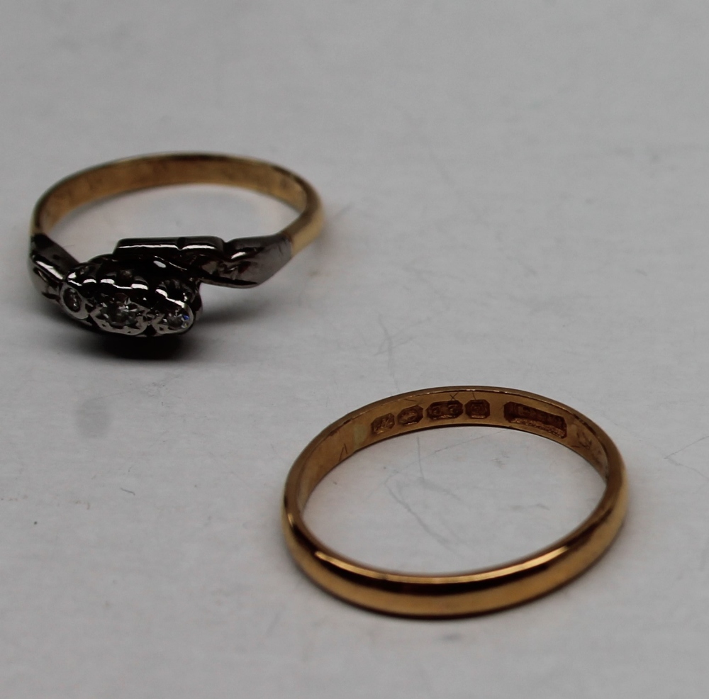 A 22ct gold wedding band, - Image 3 of 4