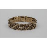 A 9ct yellow gold five bar textured brick pattern link bracelet, approximately 24.