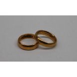 Two 22ct yellow gold wedding bands, approximately 20.