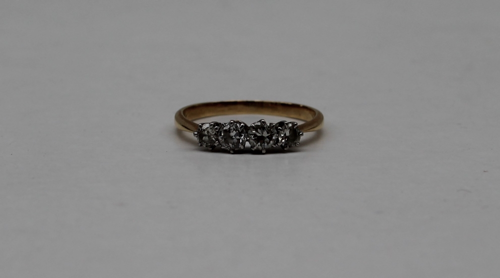 A four stone diamond ring, - Image 2 of 3