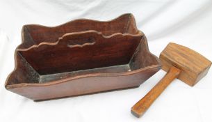 A 19th century mahogany two division cutlery box, with a central cut out integral handle, 40 x 28.