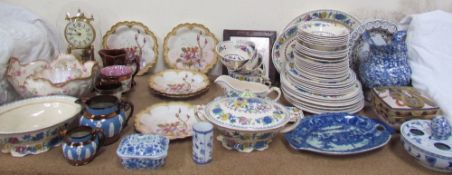 A Masons Regency pattern part dinner set together with a 19th century floral decorated part dessert