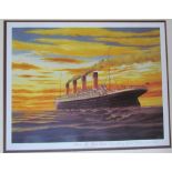 After Simon Fisher The Titanic Final Sunset A print Signed Best wishes for Christmas '98 Together