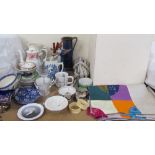 A Bourne Denby Jug together with a Chameleon ware ewer, a lightening egg separator,