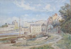 Arthur Dickinson A harbour scene Watercolour Signed