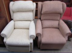 Two upholstered electric reclining chairs