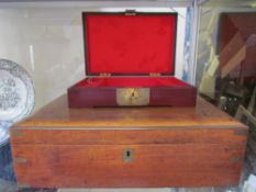 A mahogany stationery box together with a Chinese jewellery box