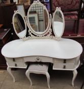 A white painted dressing table and stool