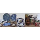 A collection of Royal Doulton jugs and Continental plates, together with Aynsley plates,